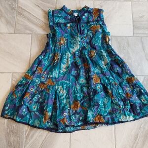 Sundance Sea Mist Blue Purple Sleeveless Blossoms Divine Midi Dress XL